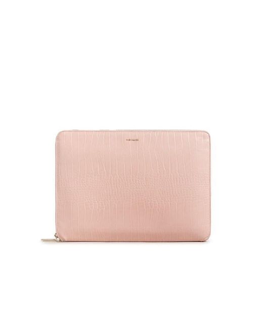 Ted Baker S Stila Croc 15 Inch Laptop Pouch Pl Pink One Size
