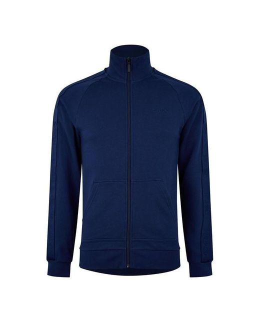HUGO Blue Tonal Logo Zip Pyjama Long Sleeve Top for men