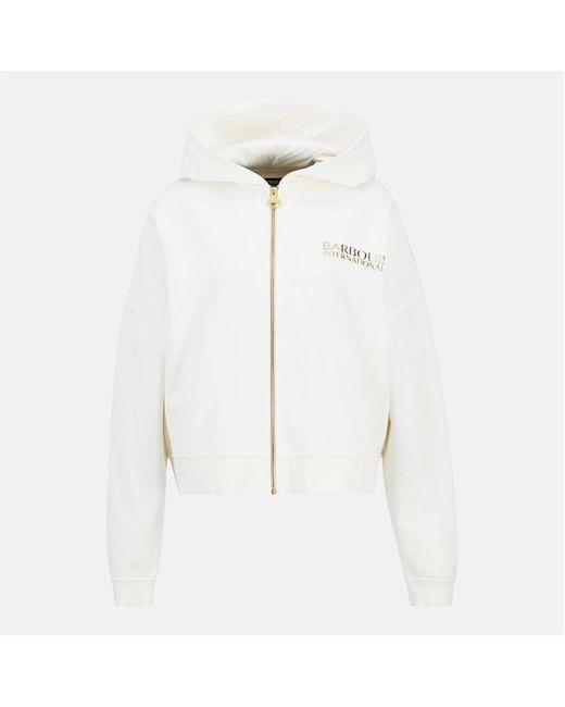 Barbour White Lana Zip-Up Hoodie