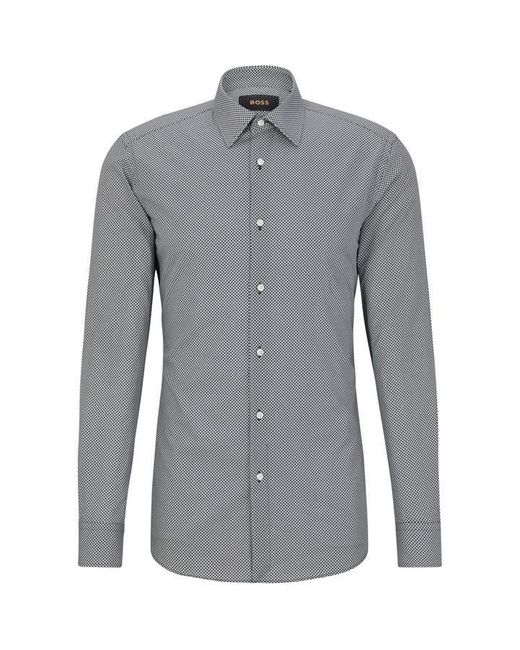 Boss Gray Hays Kent Long Sleeve Plain Shirt for men