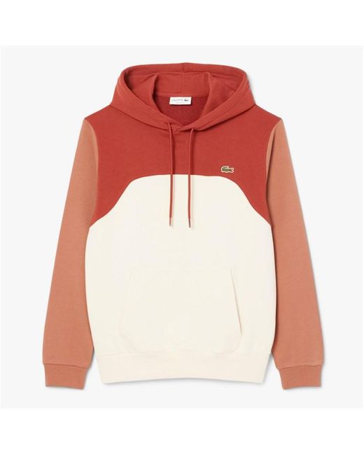 Lacoste Red Classic-Fit Colour Block Hooded Sweatshirt for men