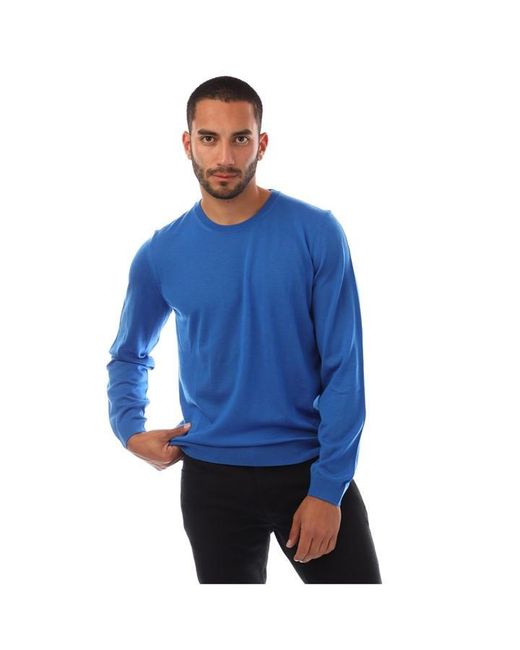 Boss Blue Leno-P Knitted Crew Neck Jumper for men