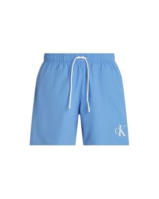 Calvin Klein Blue Medium Drawstring Quick-Drying Mid-Length Swim Shorts for men