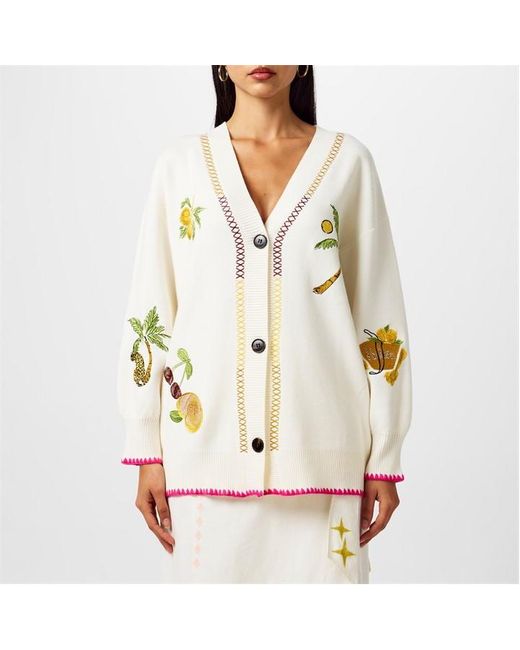 Never Fully Dressed White Palm Tree Martha Cardigan