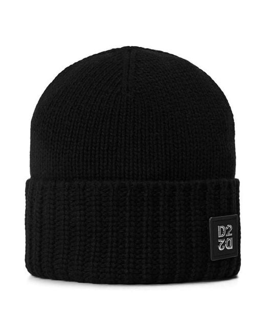 DSquared² Black Dsq D2 Patch Beanie Sn64 for men