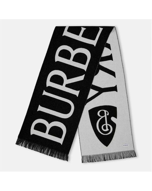 Burberry Black Football Logo-Intarsia Scarf for men