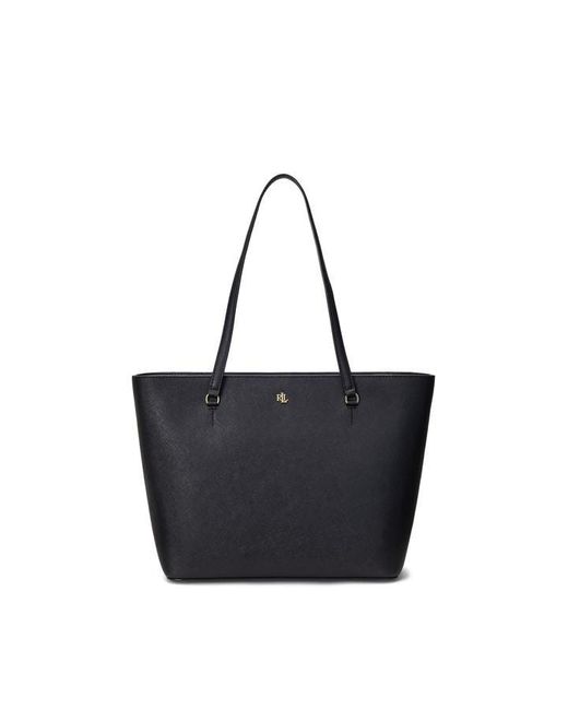 Ralph Lauren Brown Crosshatch Leather Medium Karly Tote