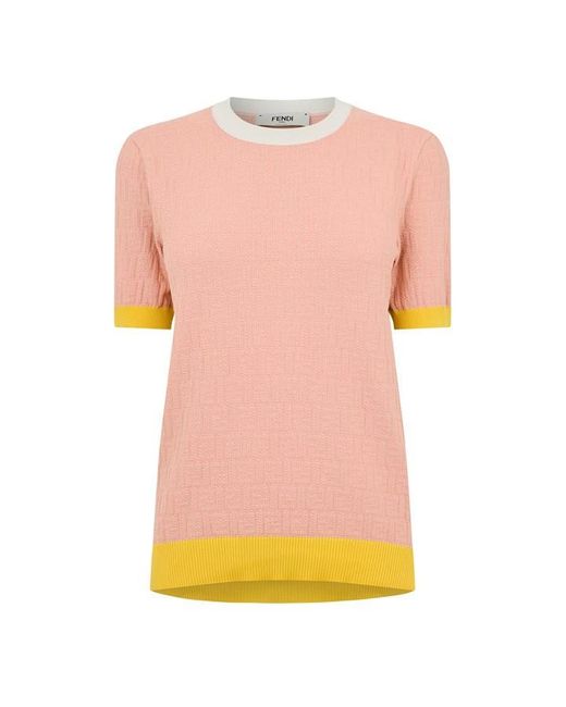 Fendi Pink Ff Pullover Knitted Top