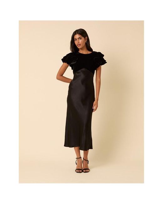 Nobody's Child Black Lola Velvet Mix Midi Dress