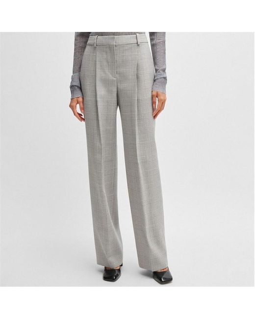 Boss Gray Tanity 10260288 01 Straight Leg Trousers