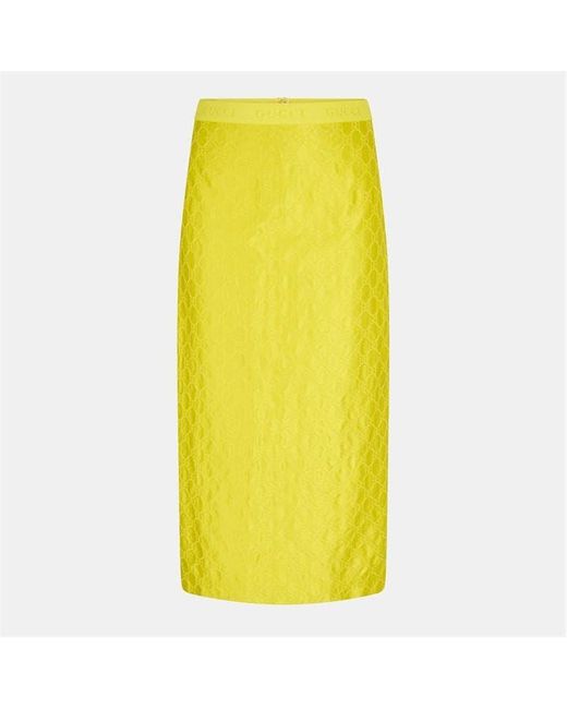 Gucci Yellow Mid-Calf Midi Skirt