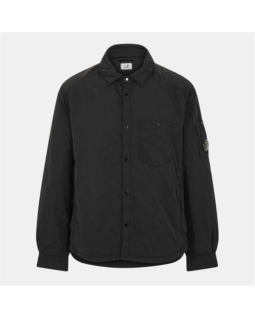 C P Company Black Quilted Padded Overshirt for men