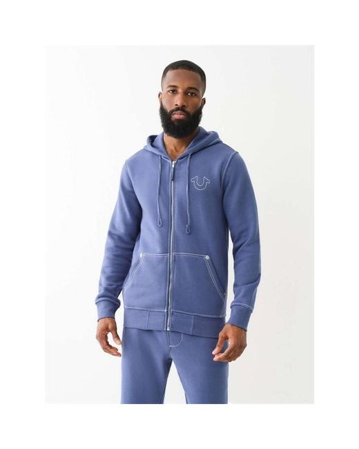 True Religion Blue Big T Zip Up Hoodie for men