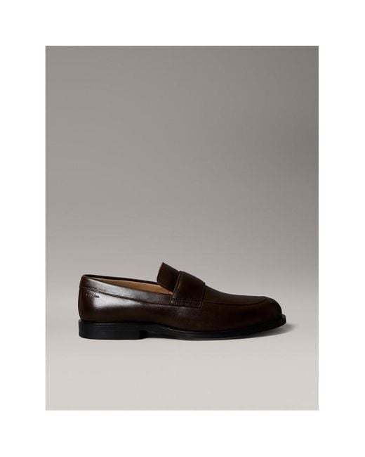 Calvin Klein Black Leather Slip-On Cushioned Loafers for men