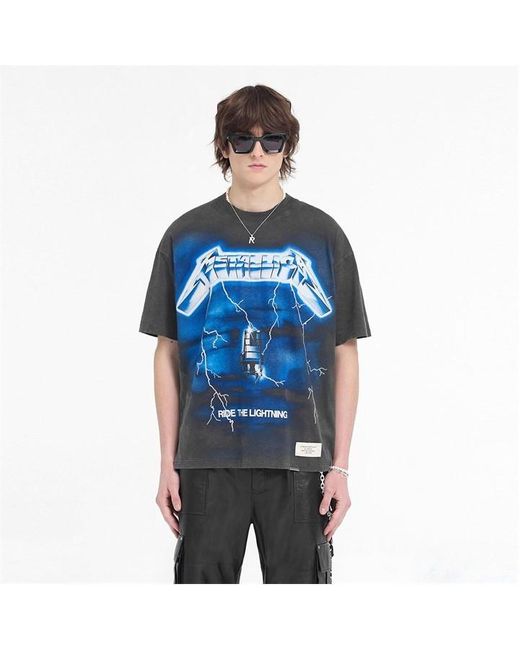 Represent Blue X Metallica Lightning T-shirt for men