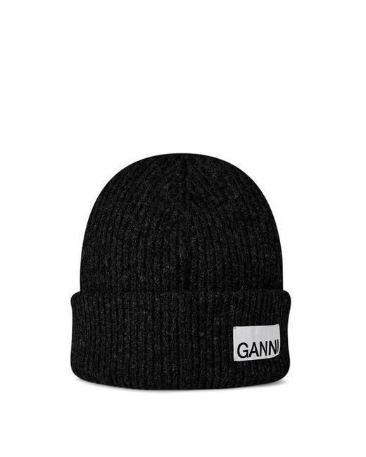 Ganni Black Oversized Beanie
