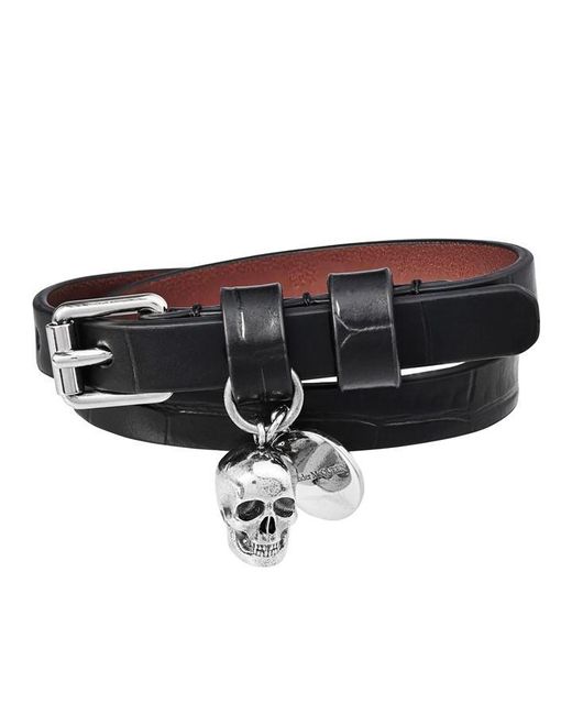 Alexander McQueen Black Double Wrap Bracelet for men