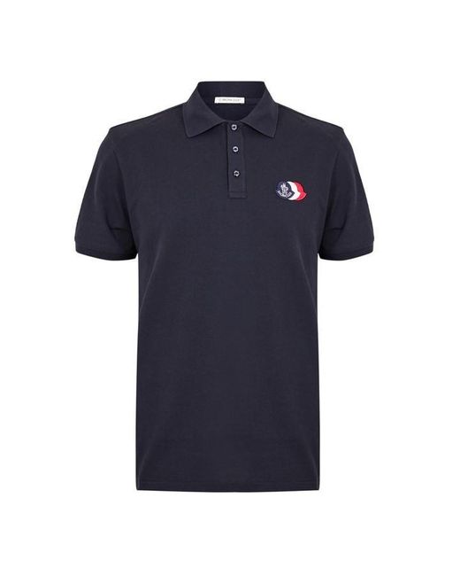 Moncler Blue Short Sleeve Polo Shirt for men