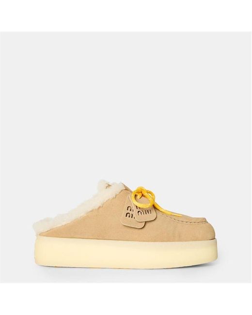 Miu Miu Natural Smooth Upper Open Back Flat Mules