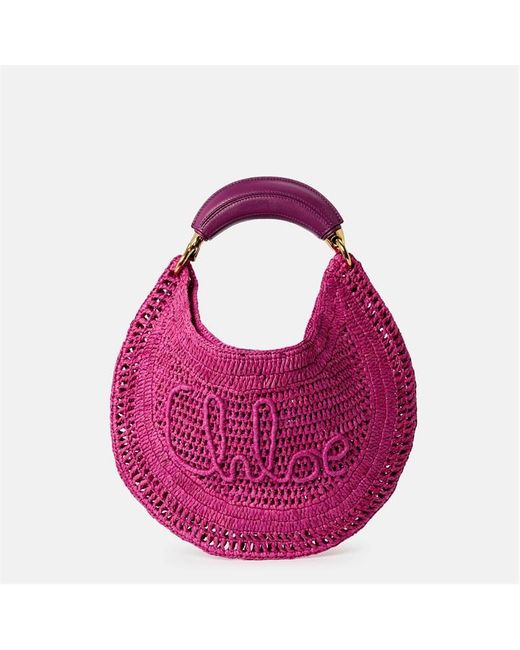 Chloé Pink Summer Banana Straw Bags