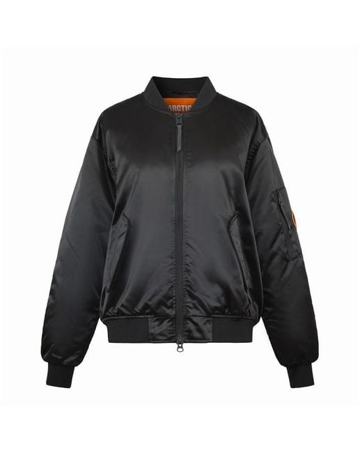 ARCTIC ARMY Black Midweight Arctic Long Sleeve Stand Collar Reflective Bomber Jacket
