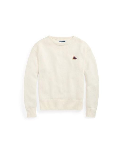 Polo Ralph Lauren White Crew Neck Jumper for men