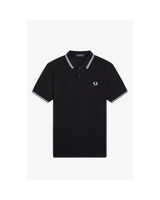 Fred Perry Black Short Sleeve Twin Tipped Polo Shirt for men