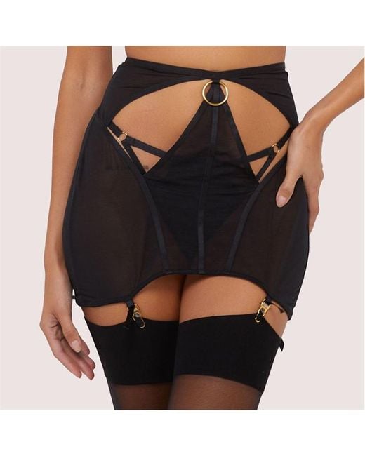 Wolf & Whistle Black Emilia Mesh Cut Out Double Ring Girdle