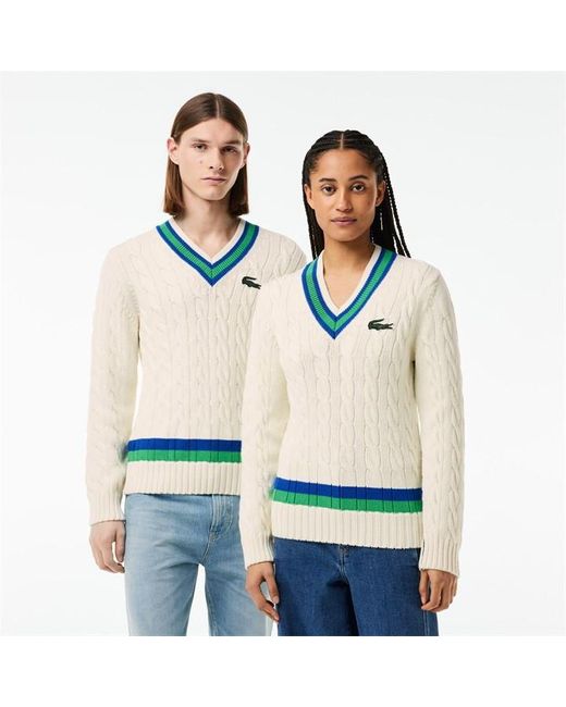 Lacoste White Logo Knit Jumper for men