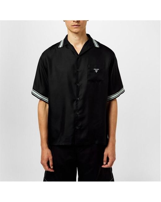 Prada Black Logo Twill Shirt for men