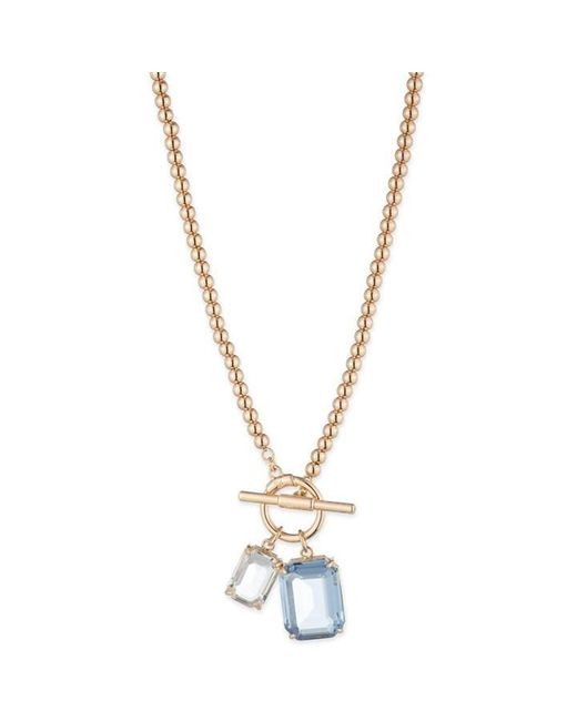 Ralph Lauren Metallic Lauren Pareidolia Clear Crystal & Light Sapphire Necklace