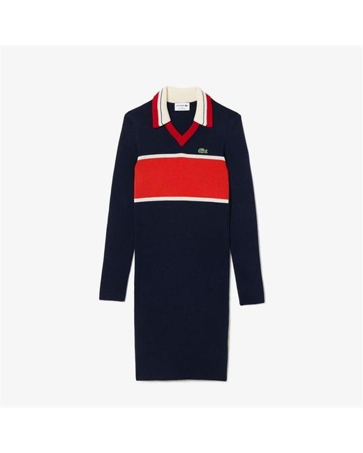 Lacoste Blue Contrasting Striped Polo Dress