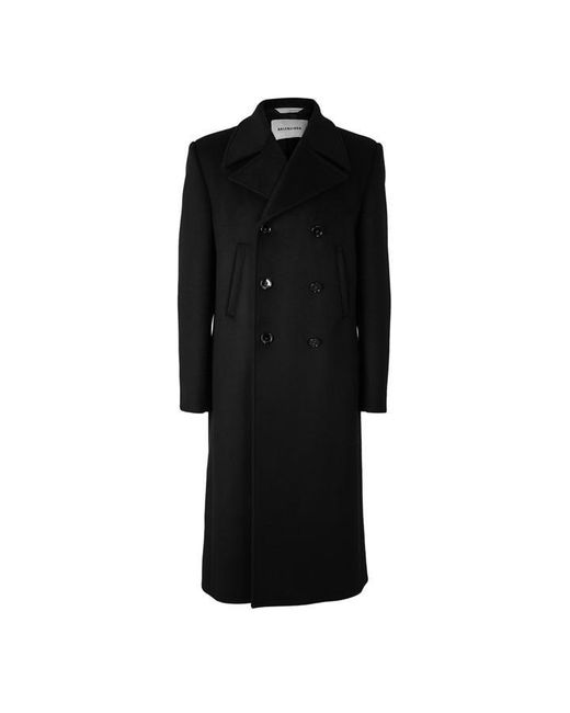 Balenciaga Black Bal Wool Ovrcoat Sn63 for men
