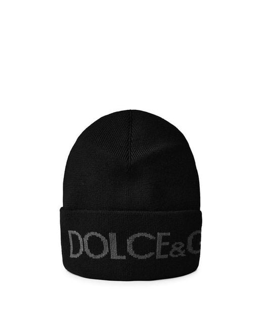 Dolce & Gabbana Jacquard Knit Beanie in Black for Men | Lyst UK