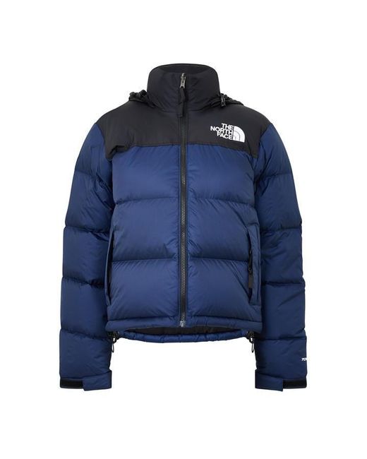 The North Face Blue 1996 Retro Nuptse Water Resistant Goose Down Short Puffer Jacket