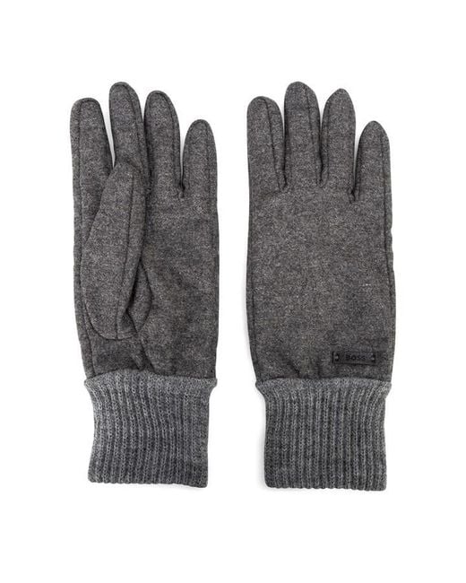 Boss Gray Kalsper Fleece Gloves for men