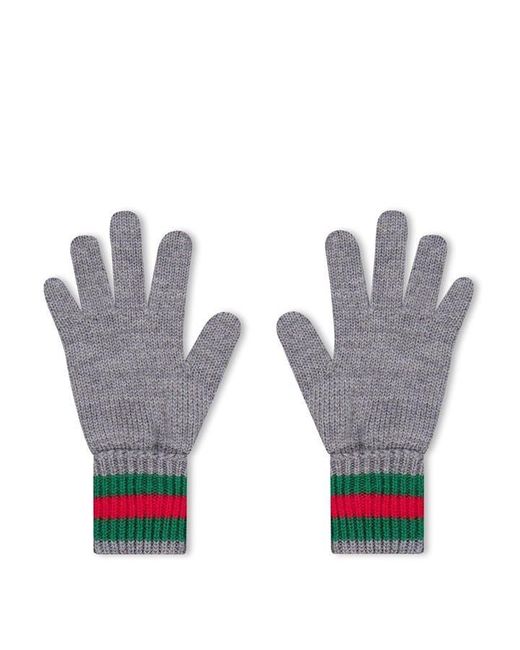 Gucci Gray Ribbed Gloves Junior