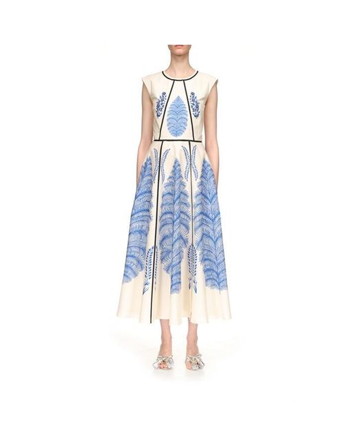 Giambattista Valli Blue Feather Maxi Dress