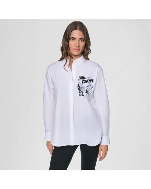 DKNY White Pockt Print Ld64