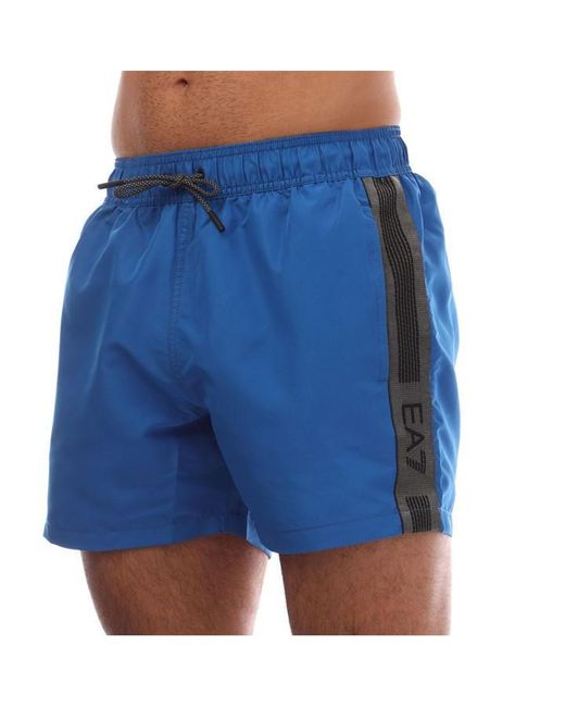 EA7 Blue Logo Tape Swim Shorts for men