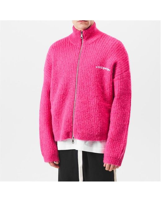 Cole Buxton Purple Rib Knit Zip Cardigan for men