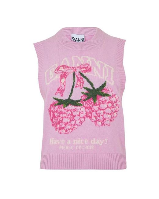 Ganni Pink Knitted Sweater Vest