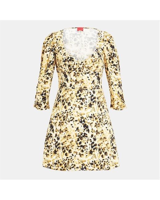 HUGO Yellow Kindra Corset Dress