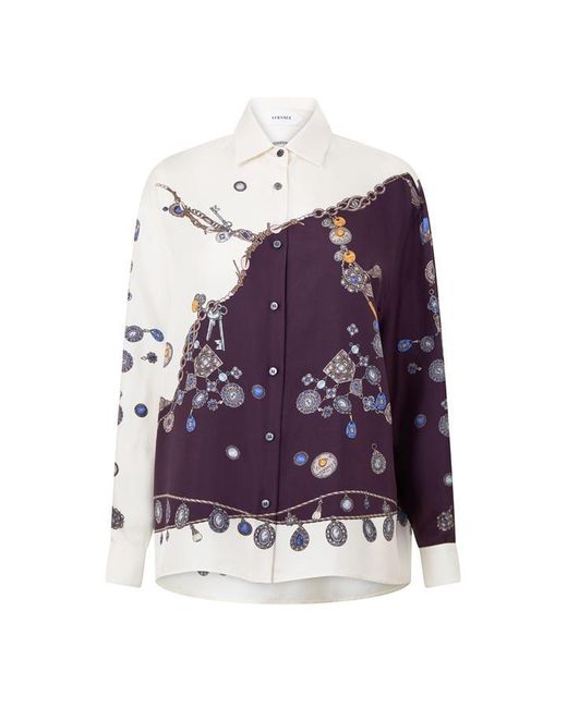 Versace Gray Jewels Silk Ld64