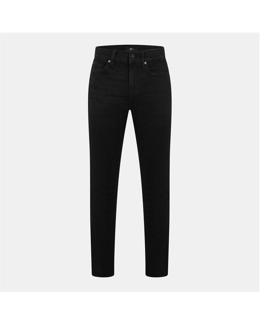 7 For All Mankind Black Slimmy Slim Fit Jeans for men