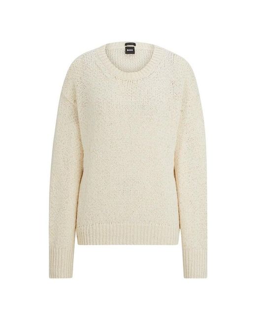 Boss White Dg Vib3 Long-sleeved Round-neck Sweatshirt