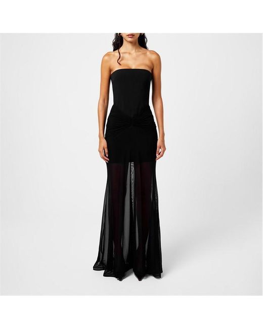 David Koma Black Ruched Waistline Strapless Maxi Dress