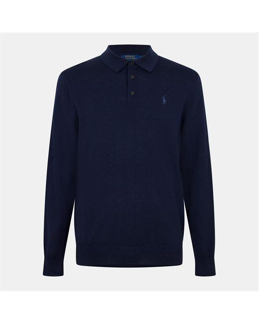 Polo Ralph Lauren Blue Merino Crew Neck Jumper for men