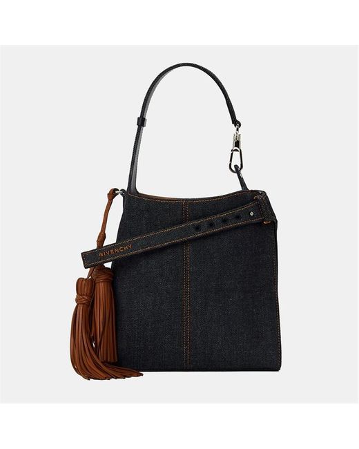 Givenchy Black Mini Denim Belted Hobo Bag