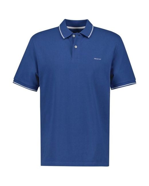 Gant Blue Tipped Pique Polo Shirt for men